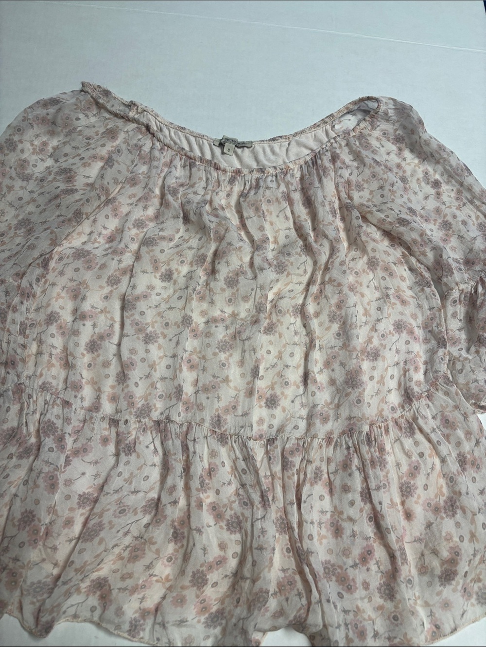 Women's Light Pink Floral Peasant Blouse